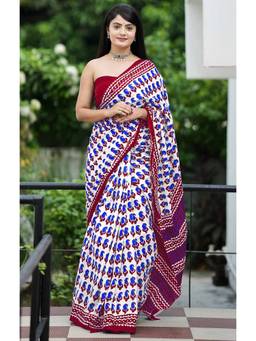 URBAN PALLU - Pure Cotton Multi-Color Paisley Printed Saree