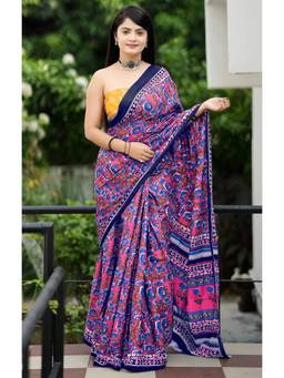 URBAN PALLU - Pure Cotton Pink Floral Printed Saree