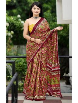 URBAN PALLU - Pure Cotton Multi-Color Floral Printed Saree