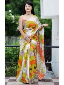 URBAN PALLU - Pure Cotton Multi-Color Geometric Printed Saree