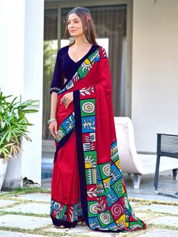 URBAN PALLU - Pure Cotton Pink Printed Woven Saree