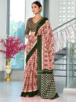 URBAN PALLU - Pure Cotton Multi-Color Geometric Printed Saree