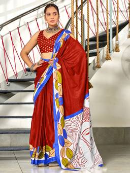 URBAN PALLU - Pure Cotton Red Printed Woven Saree