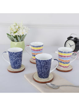 HomeTown - Fiesta Milan Abstract Coffee Mugs 320 ml (Set of 4)