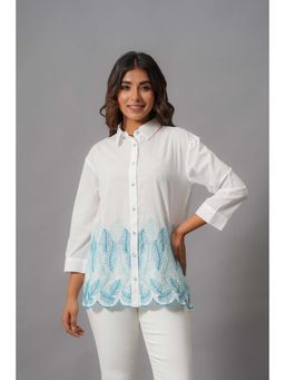 Zolo Label - White and Sky Blue Design Top
