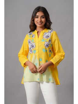 Zolo Label - Designer Yellow Stand Collar Top