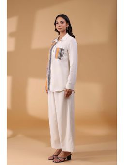 Zolo Label - Off White Cotton Embroidery Work Top