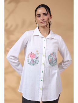 Zolo Label - White Rayon Embroidered Top