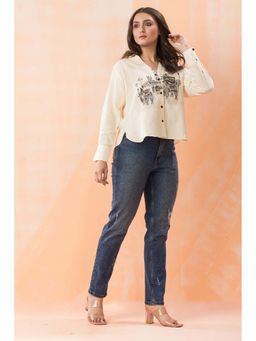 Zolo Label - Printed Cotton Off White Top