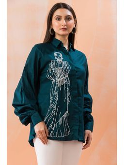 Zolo Label - Stylish Blue Embroidered Shirt