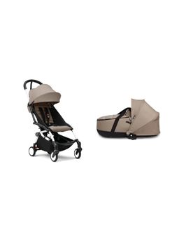 STOKKE - Taupe Yoyo3 Complete Stroller White Frame with Bassinet (18-24 Months)