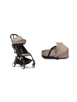 STOKKE - Yoyo3 Taupe Complete Stroller White Frame with Bassinet (18-24 Months)