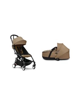 STOKKE - Yoyo3 Brown Complete Stroller White Frame with Bassinet (18-24 Months)