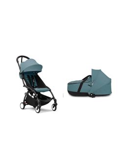 STOKKE - Yoyo3 Blue Complete Stroller White Frame with Bassinet (18-24 Months)