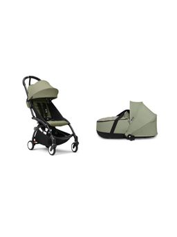 STOKKE - Yoyo3 Olive Complete Stroller White Frame with Bassinet (18-24 Months)