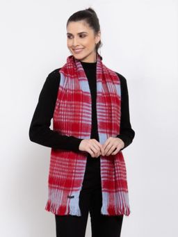 513 - Women Red Checkered Soft Acrylic Knitted Winter Muffler