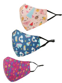 Tossido - Multi-Color Printed Cotton Adjustable Cloth Mask (Pack of 3)