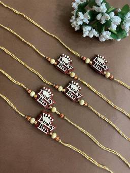Digital Dress Room - Unique Lucky Bro Mdf En Rakhi Beads Thread Rakhi (Pack of 5)