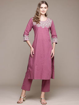 Readiprint - Straight Style Pink Kurta With Pant (Set of 2)