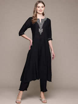 Readiprint - Straight Style Black Kurta With Pant (Set of 2)