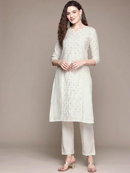 Readiprint - Straight Style White Kurta With Pant (Set of 2)