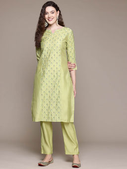 Readiprint - Straight Style Green Kurta With Pant (Set of 2)