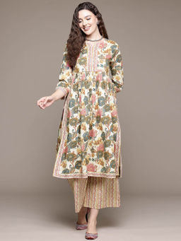 Readiprint - Flared Style Multi Kurta With Pant (Set of 2)