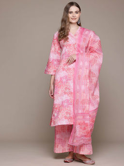 Readiprint - Straight Style Pink Kurta With Pant & Dupatta (Set of 3)