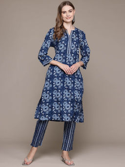 Readiprint - Straight Style Blue Kurta With Pant (Set of 2)