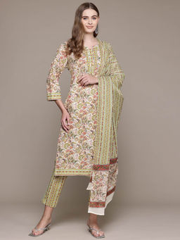 Readiprint - Straight Style Green Kurta With Pant & Dupatta (Set of 3)