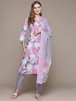 Readiprint - Straight Style Purple Kurta With Pant & Dupatta (Set of 3)