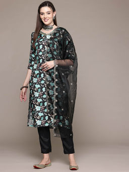 Readiprint - Straight Style Black Kurta With Pant & Dupatta (Set of 3)