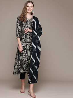 Readiprint - Straight Style Grey Kurta With Pant & Dupatta (Set of 3)