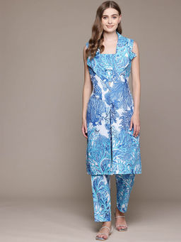 Readiprint - Straight Style Blue Co-Ord With Shrug (Set of 3)