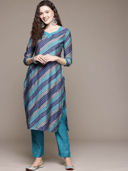 Readiprint - Straight Style Turquoise Blue Kurta With Pant (Set of 2)