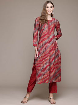 Readiprint - Straight Style Red Kurta With Pant (Set of 2)