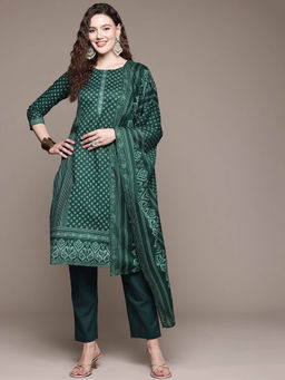 Readiprint - Straight Style Green Kurta With Pant & Dupatta (Set of 3)
