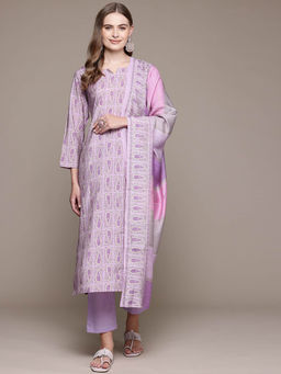 Readiprint - Straight Style Lavender Kurta With Pant & Dupatta (Set of 3)