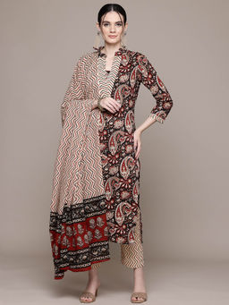 Readiprint - Straight Style Black Kurta With Pant & Dupatta (Set of 3)