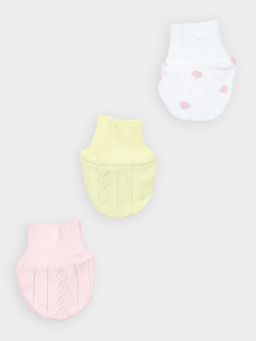 Mi Arcus - Cotton Solid And Printed Knitted Mittens (0-6 Months) (Pack of 3)