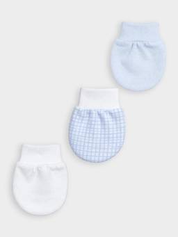 Mi Arcus - Cotton Solid And Check Knitted Mittens (0-6 Months) (Pack of 3)