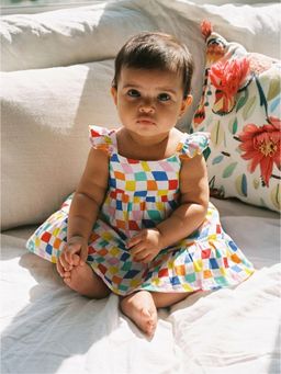 Somersault - Girls All Over Printed Multi Cotton A-Line Dress