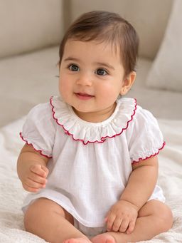 Somersault - Girls Solid White Cotton Half Sleeve Top