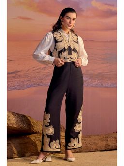 BOHO-CHIC By Sukriti Jain - Black Monochrome Cutwork Embroidered Pants