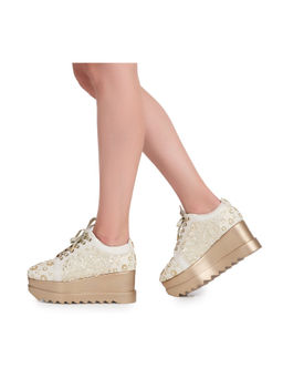 Anaar - Beige Buttercream Bliss Wedge Sneakers