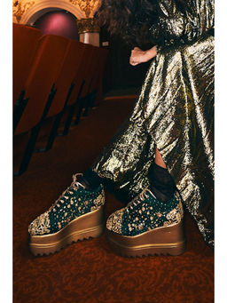 Anaar - Green Pathaka Wedge Sneakers