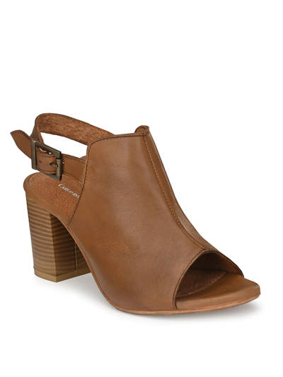 Solid Tan Leather Sandal