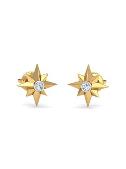 KuberBox - 18K Gold Origami Diamond Star Earrings for Women-Girls