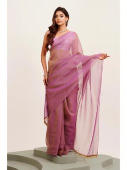 Mysilklove - Medium Purple Tissue Partywear Saree with Unstitched Blouse
