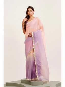 Mysilklove - Pink Tissue Partywear Saree with Unstitched Blouse